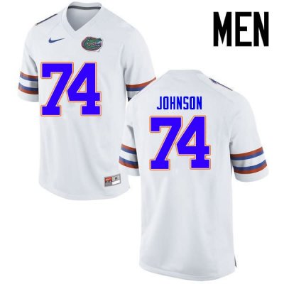 Men's Florida Gators #74 Fred Johnson NCAA Nike White Authentic Stitched College Football Jersey BSV6562LZ